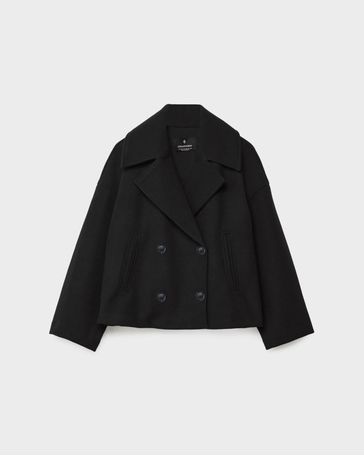Vanessa Women’s Wool Blend Jacket – Elegant Cropped Winter Coat with Wide Lapels