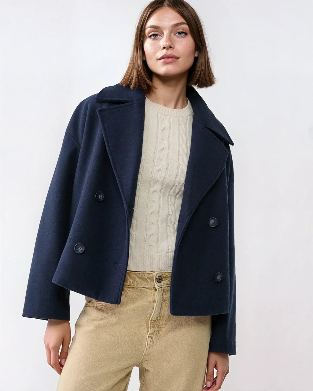 Isabella Women's Jacket – Short Wrap-Style Wool Coat, Refined & Cozy for Winter