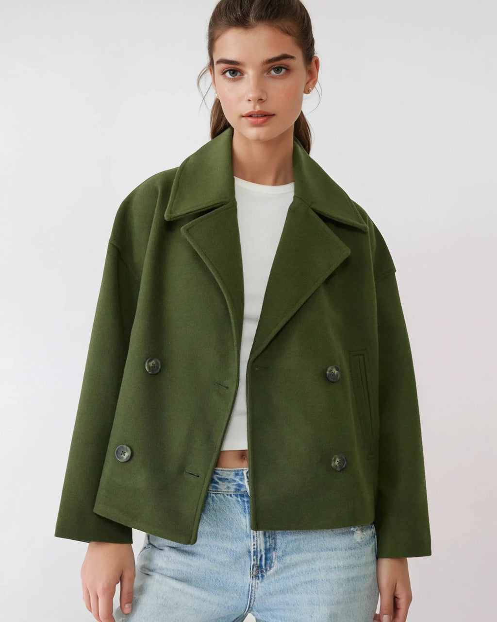 Isabella Women's Jacket – Short Wrap-Style Wool Coat, Refined & Cozy for Winter