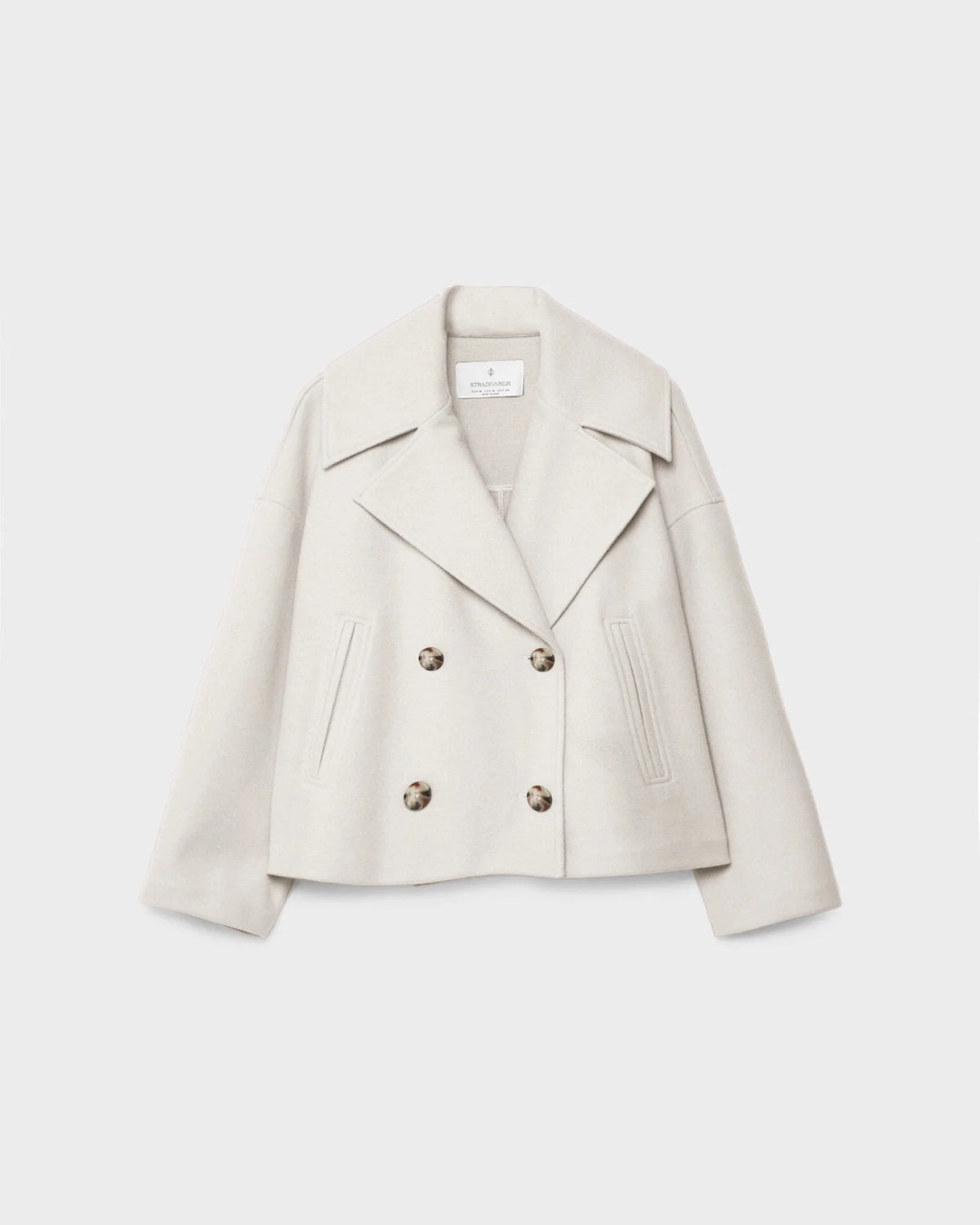 Sabrina Women's Cropped Wool Blend Jacket – Elegant Double-Breasted Winter Coat
