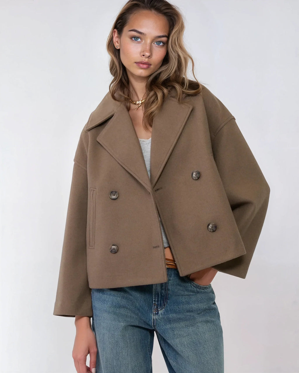 Isabella Women's Jacket – Short Wrap-Style Wool Coat, Refined & Cozy for Winter