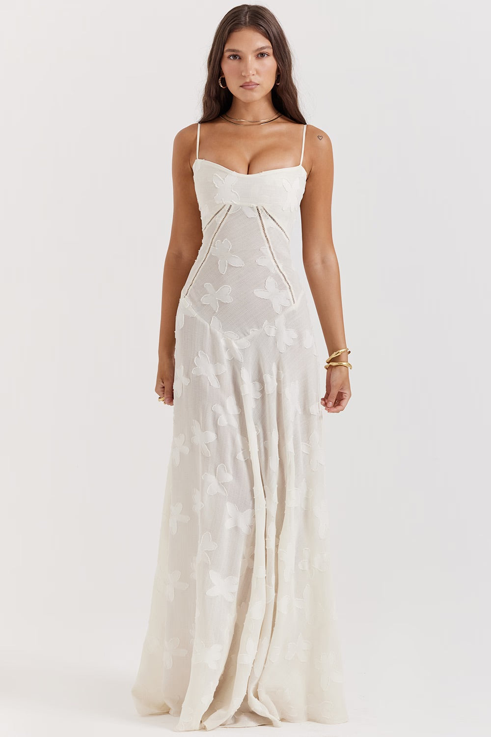 Kandace Women’s Lace Evening Dress – Sparkly Maxi Dress with Adjustable Straps