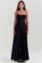 Kandace Women’s Lace Evening Dress – Sparkly Maxi Dress with Adjustable Straps
