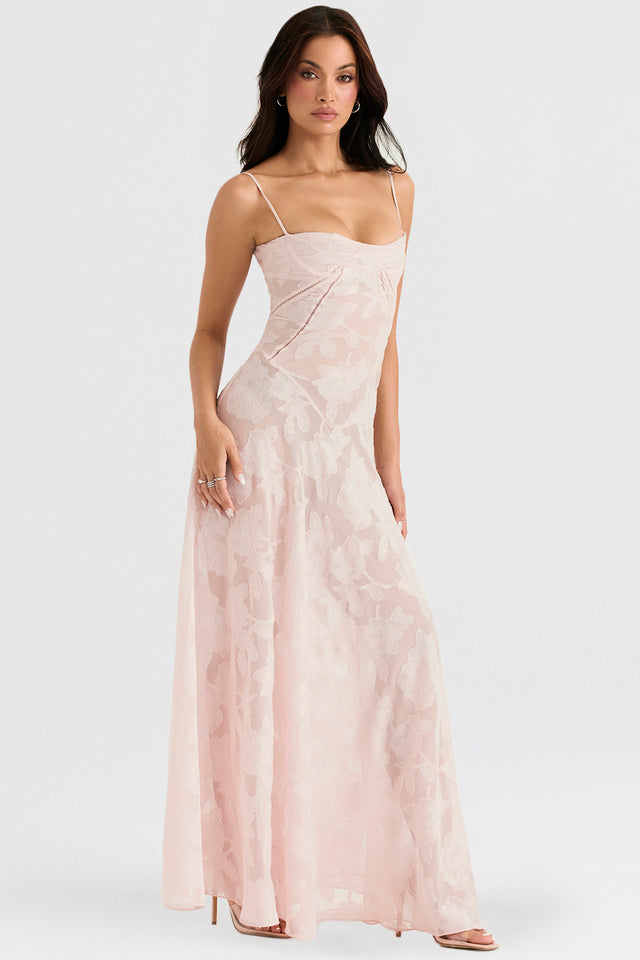 Kandace Women’s Lace Evening Dress – Sparkly Maxi Dress with Adjustable Straps