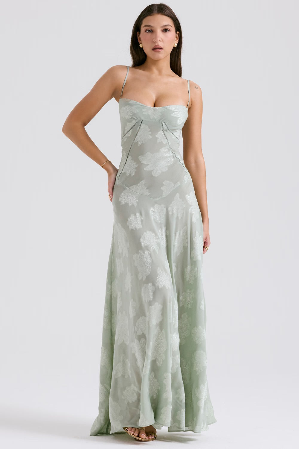 Kandace Women’s Lace Evening Dress – Sparkly Maxi Dress with Adjustable Straps