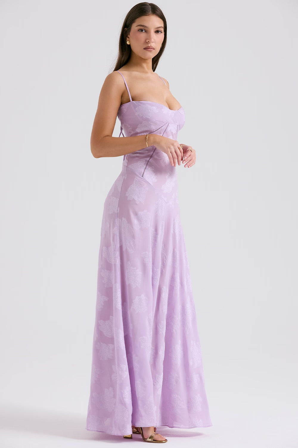 Kandace Women’s Lace Evening Dress – Sparkly Maxi Dress with Adjustable Straps