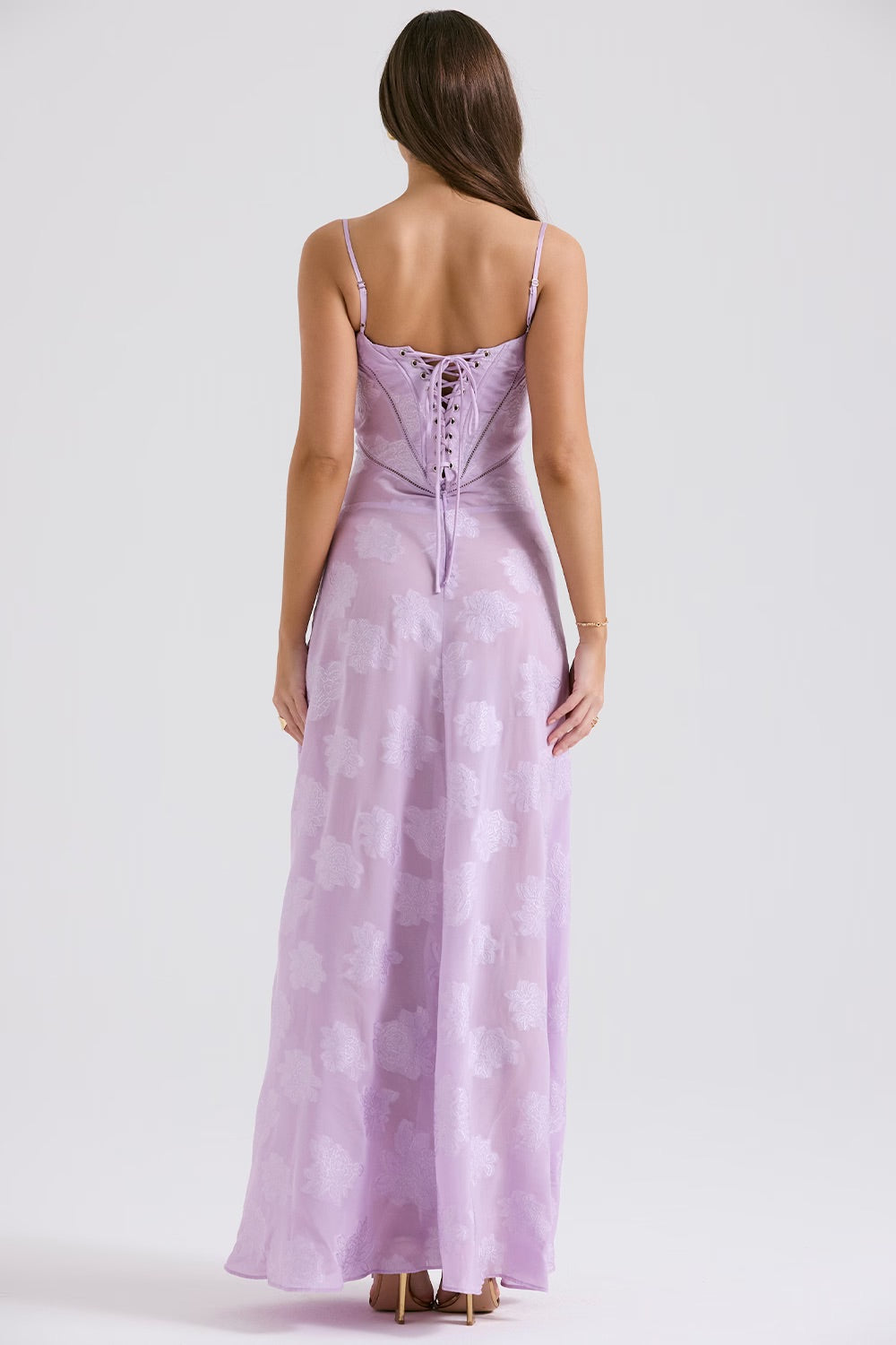 Kandace Women’s Lace Evening Dress – Sparkly Maxi Dress with Adjustable Straps