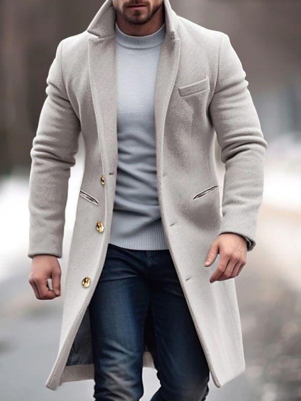 Rachel Men's Winter Coat – Long-Line Silhouette, Handy Handy Pockets, Button-Up Front & Tailored Fit