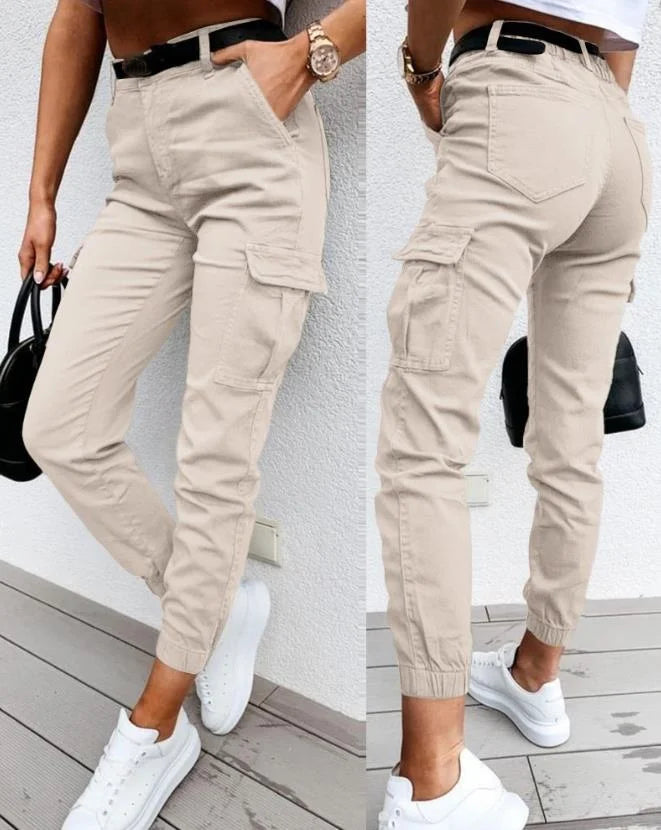 Avery Women's High-Waisted Cargo Pants – Tapered Utility Trousers with Functional Pockets