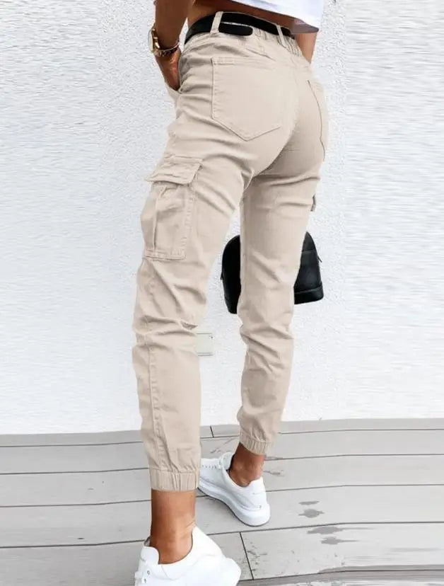 Avery Women's High-Waisted Cargo Pants – Tapered Utility Trousers with Functional Pockets
