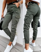Avery Women's High-Waisted Cargo Pants – Tapered Utility Trousers with Functional Pockets