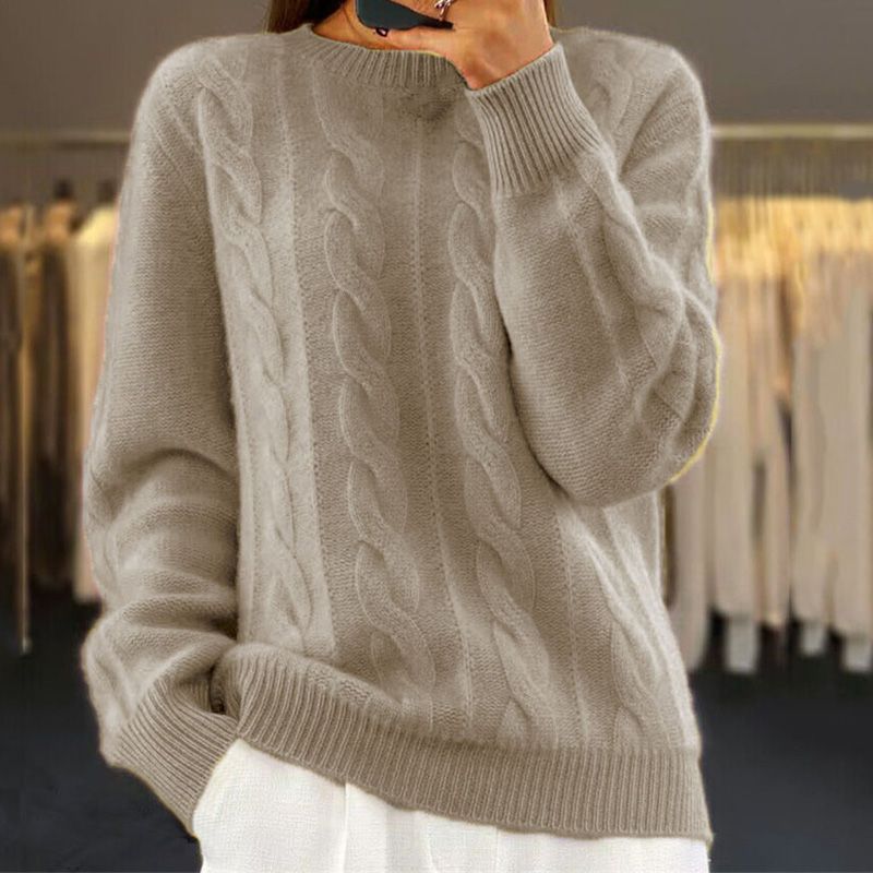 Bridget Women’s Cable Knit Jumper – Wool & Cashmere Blend Soft Winter Sweater