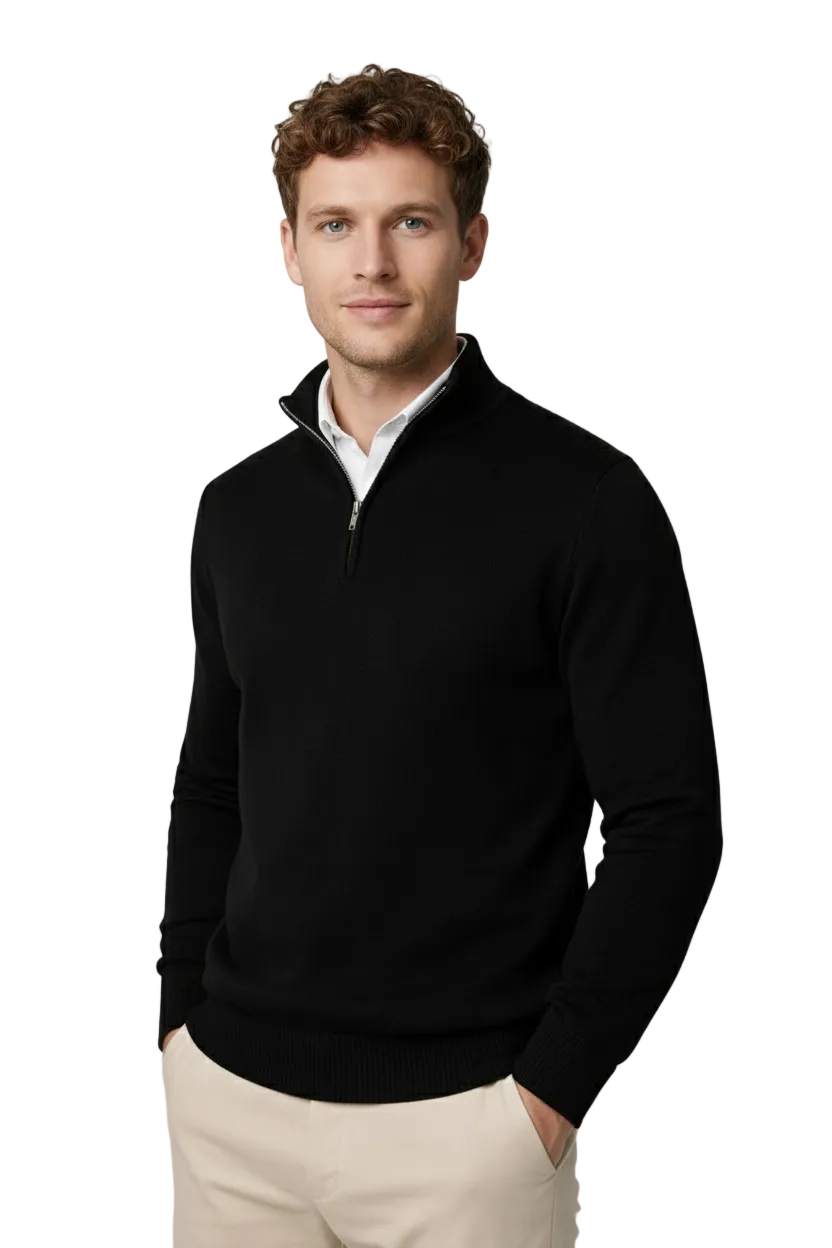 Craig Men's Half-Zip Sweater – Mandarin Collar, Plush Knit & Smart-Casual Style