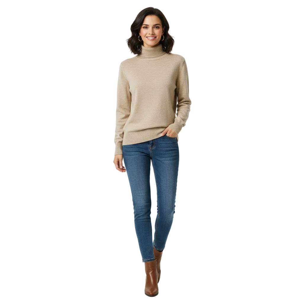 Briar Women's Cashmere Turtleneck Sweater – Soft Knit Pullover with Elegant Slim Fit