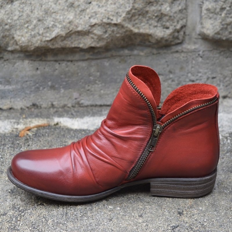 Valentina Women’s Leather Boots – Elegant Zip-Up Boots with Timeless Comfort