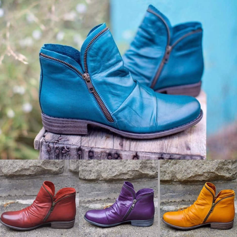 Valentina Women’s Leather Boots – Elegant Zip-Up Boots with Timeless Comfort