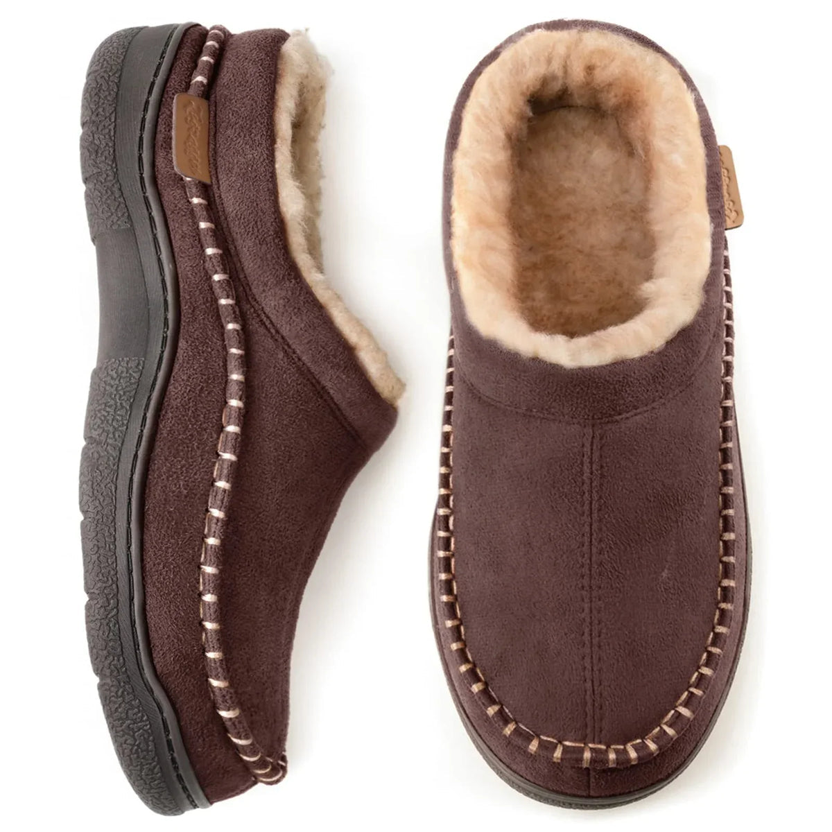 Everett Men's Warm House Slippers – Plush Lined Indoor Slippers with Non-Slip Sole