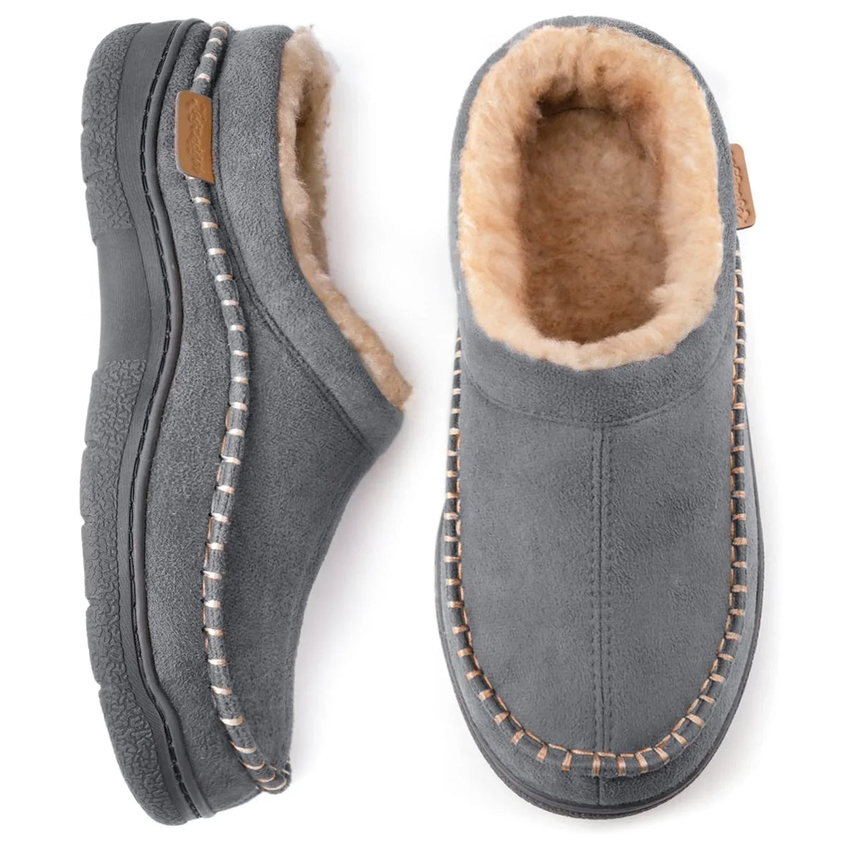 Everett Men's Warm House Slippers – Plush Lined Indoor Slippers with Non-Slip Sole