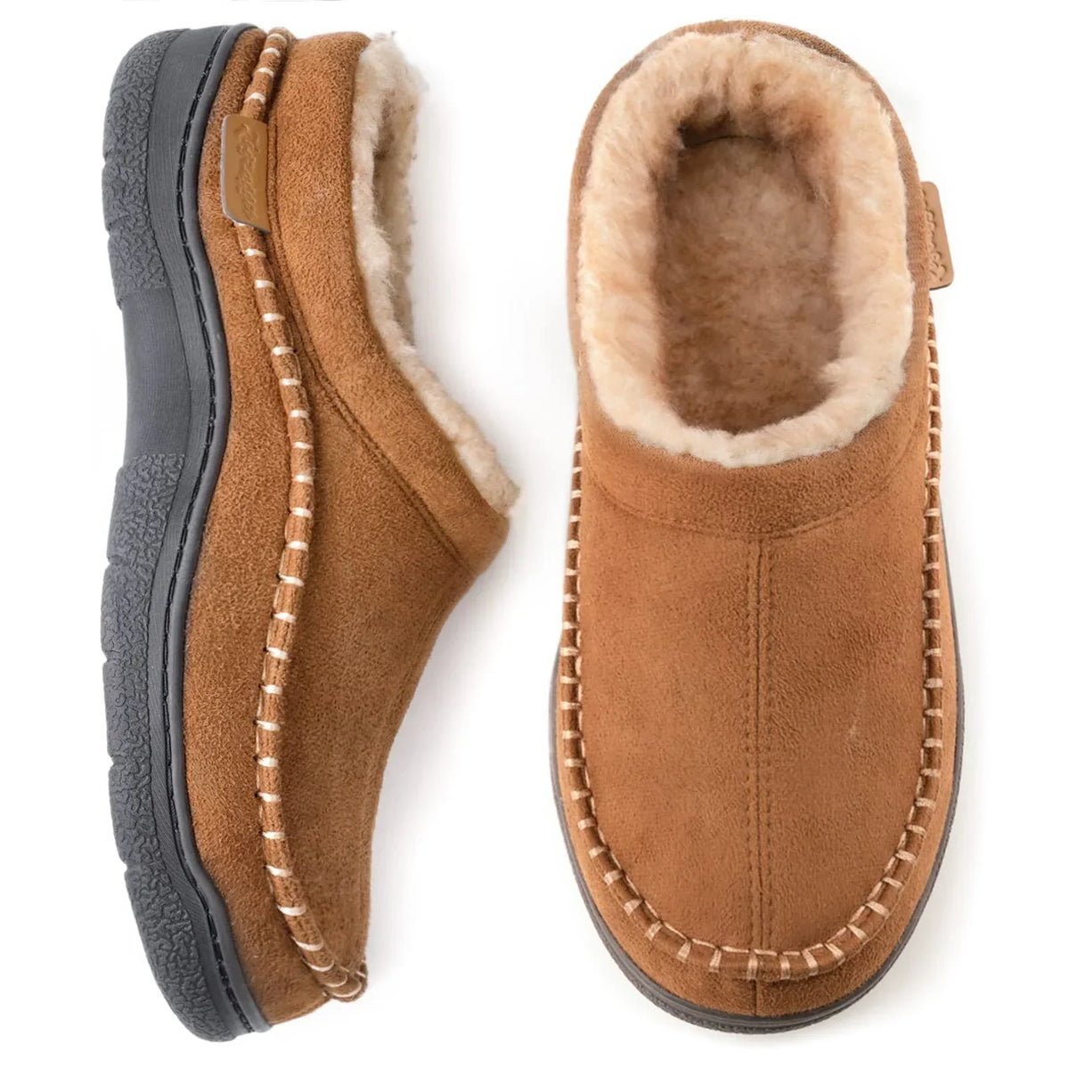 Everett Men's Warm House Slippers – Plush Lined Indoor Slippers with Non-Slip Sole