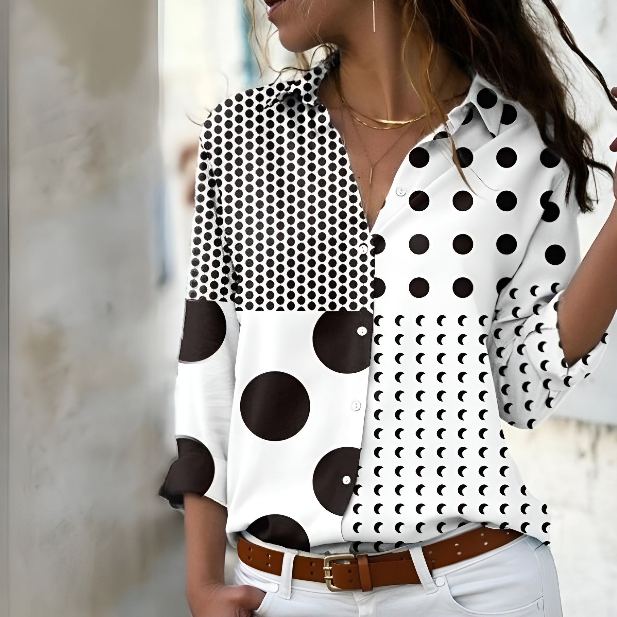 Alessia Women's Printed Blouse – Lightweight Relaxed Blouse with Soft Fabric
