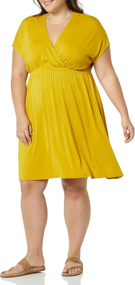 Delphia Women's Surplice Floral Mini Dress with Short Sleeves