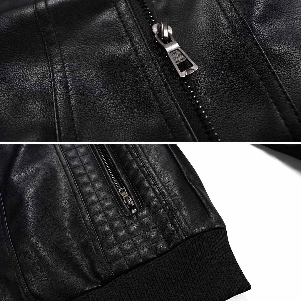 Matthew Men's Leather Jacket – Retro Biker Style with Hood & Zip Closure