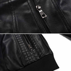 Matthew Men's Leather Jacket – Retro Biker Style with Hood & Zip Closure